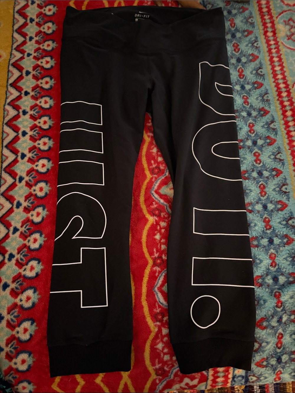 Nike Black Leggings with White Outline Logo